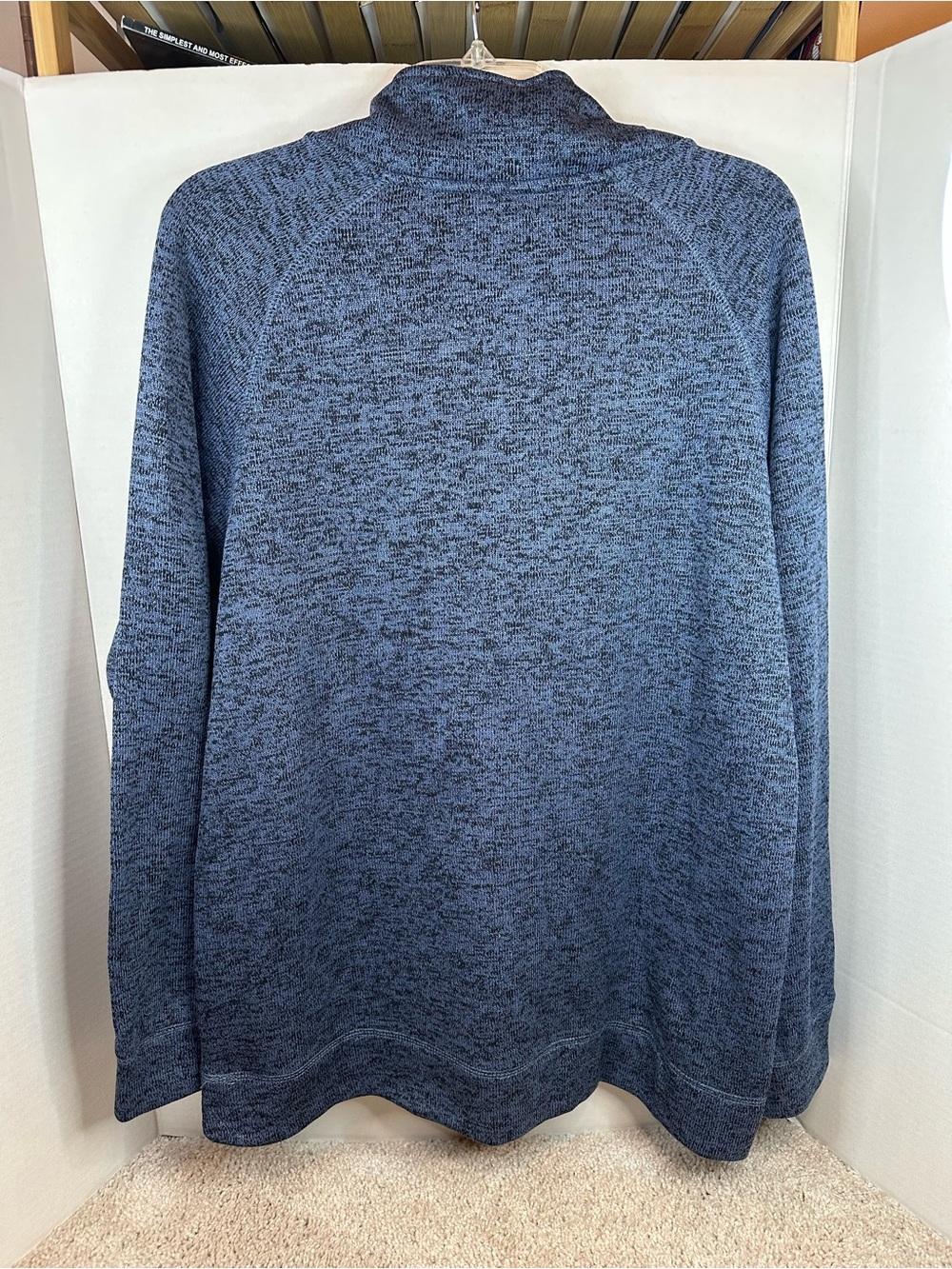 Men's Blue Heathered Quarter-Zip Pullover Sweater, size Large, NWT - Picture 5 of 5